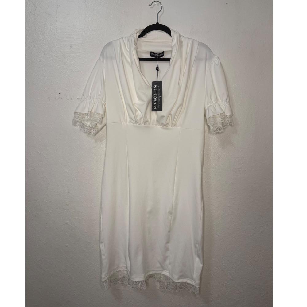 Scarlet Darkness Women's XL Milkmaid Dress White Lace Stretch Goth Romance NEW